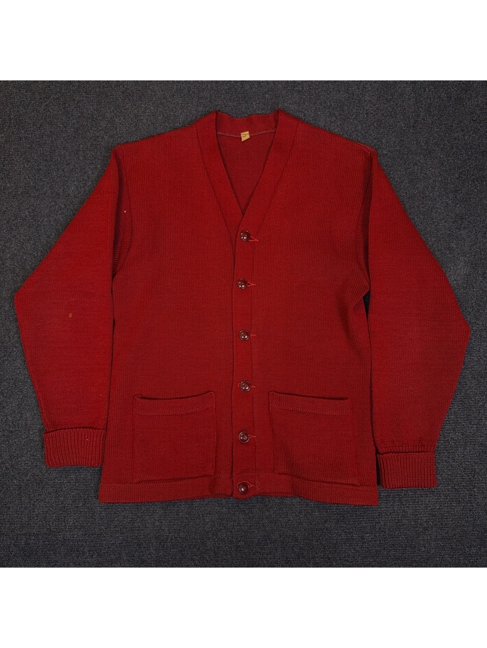 Vintage Men's Red Button-Up Cardigan Sweater Size 40 Classic Knit